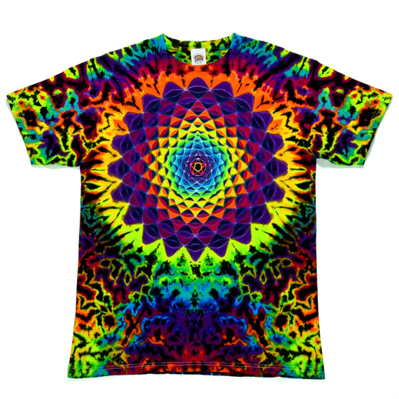 Medium- Short Sleeve Tie Dye T-Shirt - 24-point Rainbow Mandala