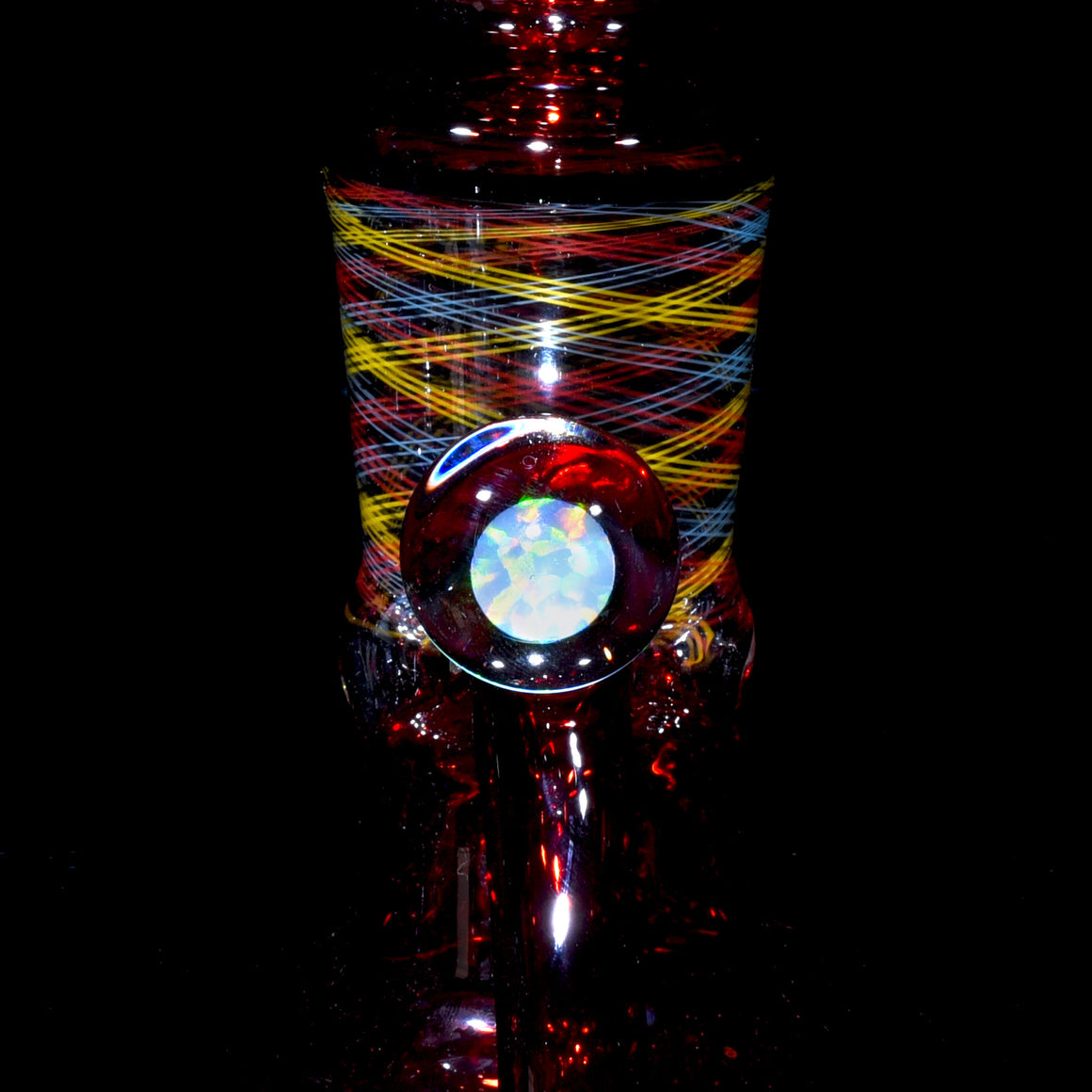 Fully-worked Blooper Recycler - Pomegranate/Rainbow Reti - 10mm Female