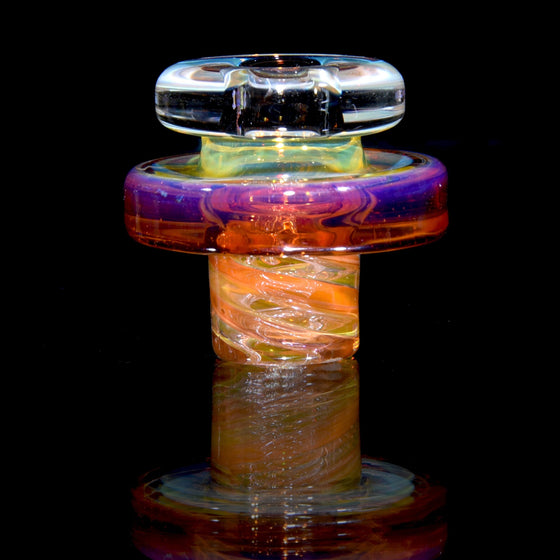Gold & Silver-fumed Dual-hole Spinner Cap w/ Amber Purple Accent