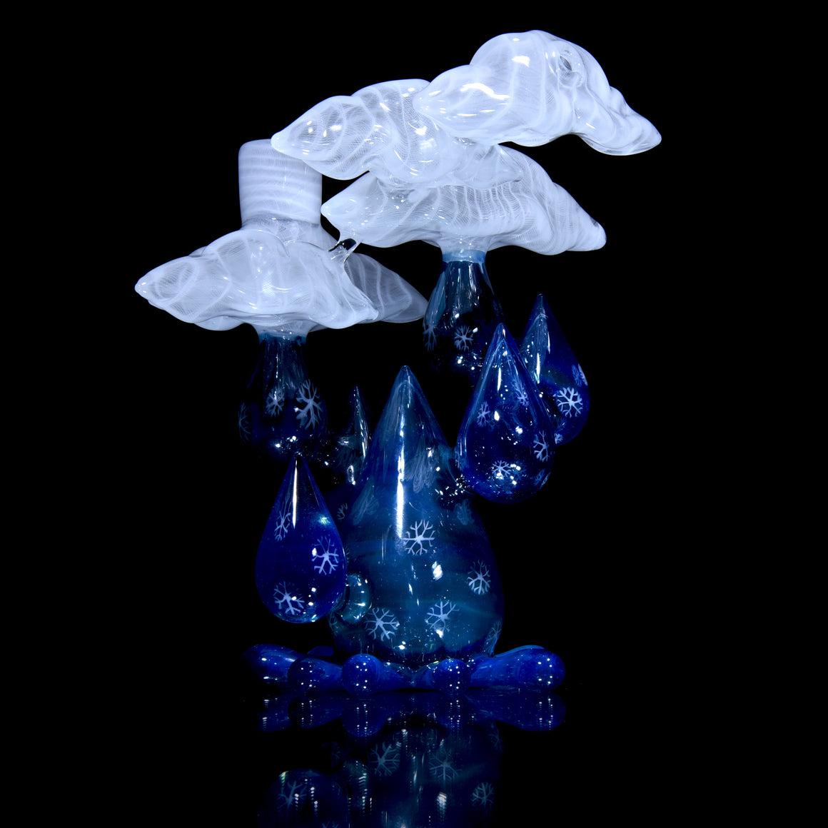 Sparkly Snowflake Raindrop/Latticino Cloud Rig w/ Cap & Slurper Marble Set - 14mm Female