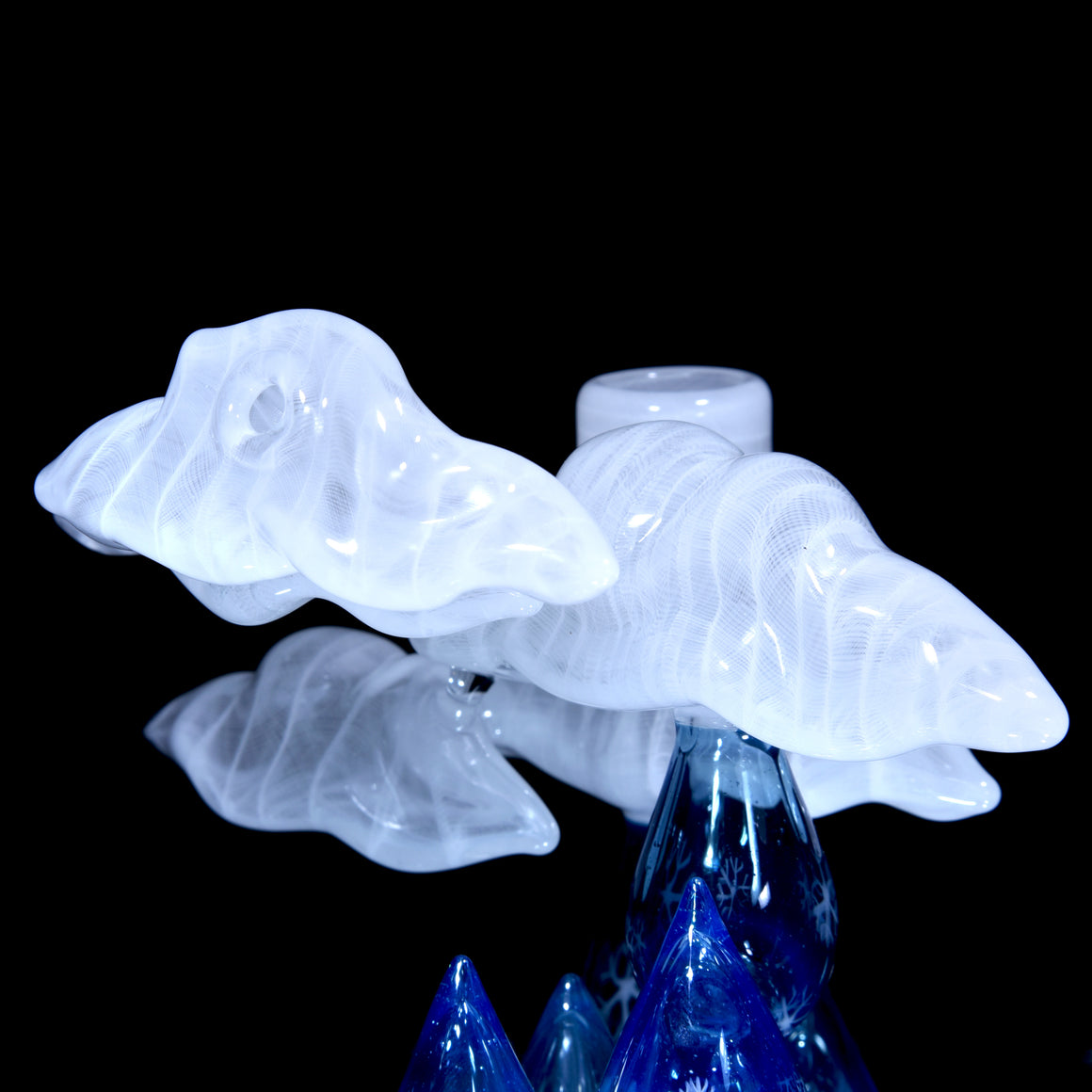 Sparkly Snowflake Raindrop/Latticino Cloud Rig w/ Cap & Slurper Marble Set - 14mm Female