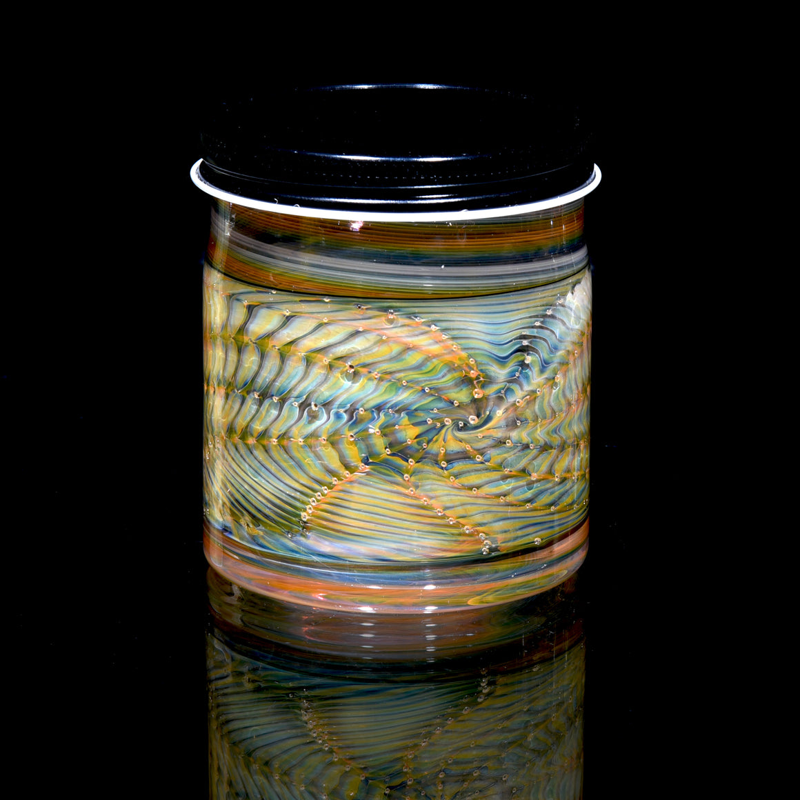 Lidded Airtight XL Baller Jar - Bubbletrap Wrap & Rake w/ Swirl Base