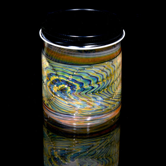 Lidded Airtight XL Baller Jar - Bubbletrap Wrap & Rake w/ Swirl Base