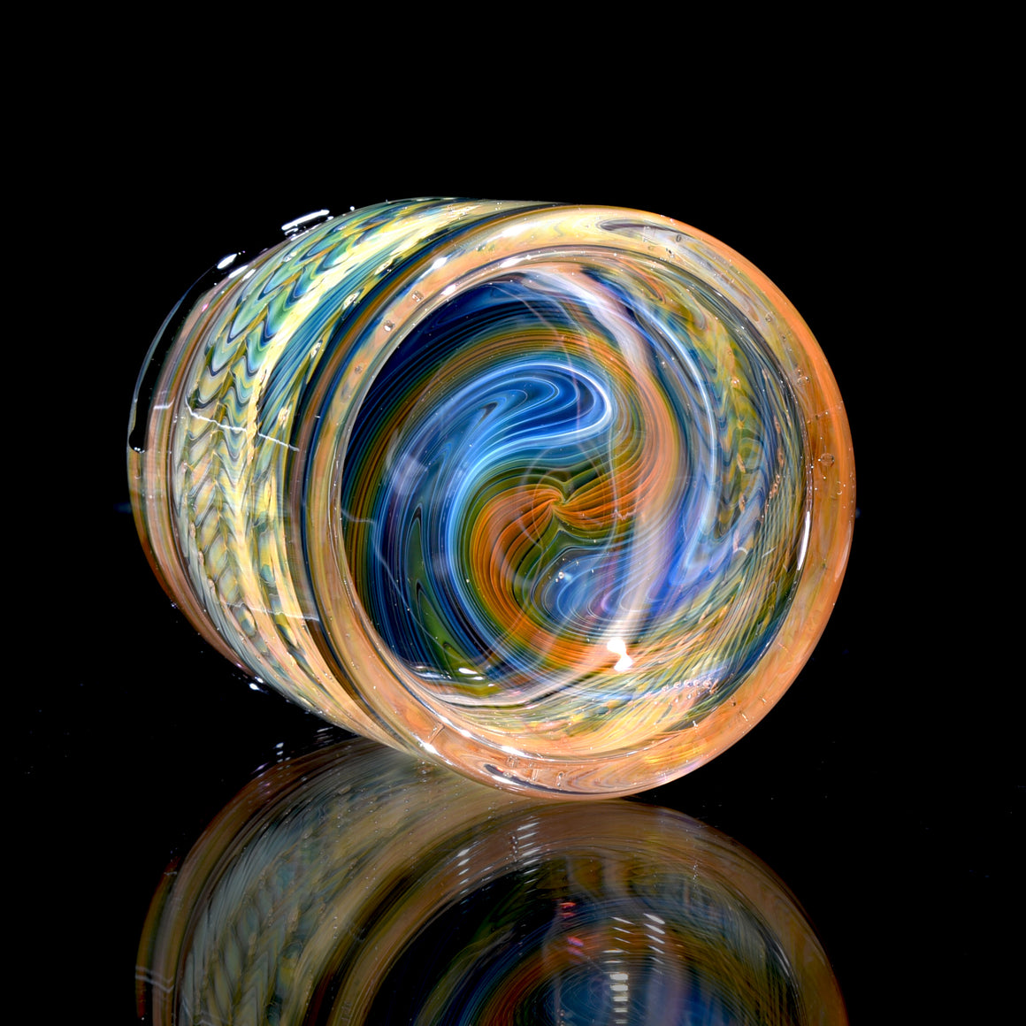 Lidded Airtight XL Baller Jar - Bubbletrap Wrap & Rake w/ Swirl Base