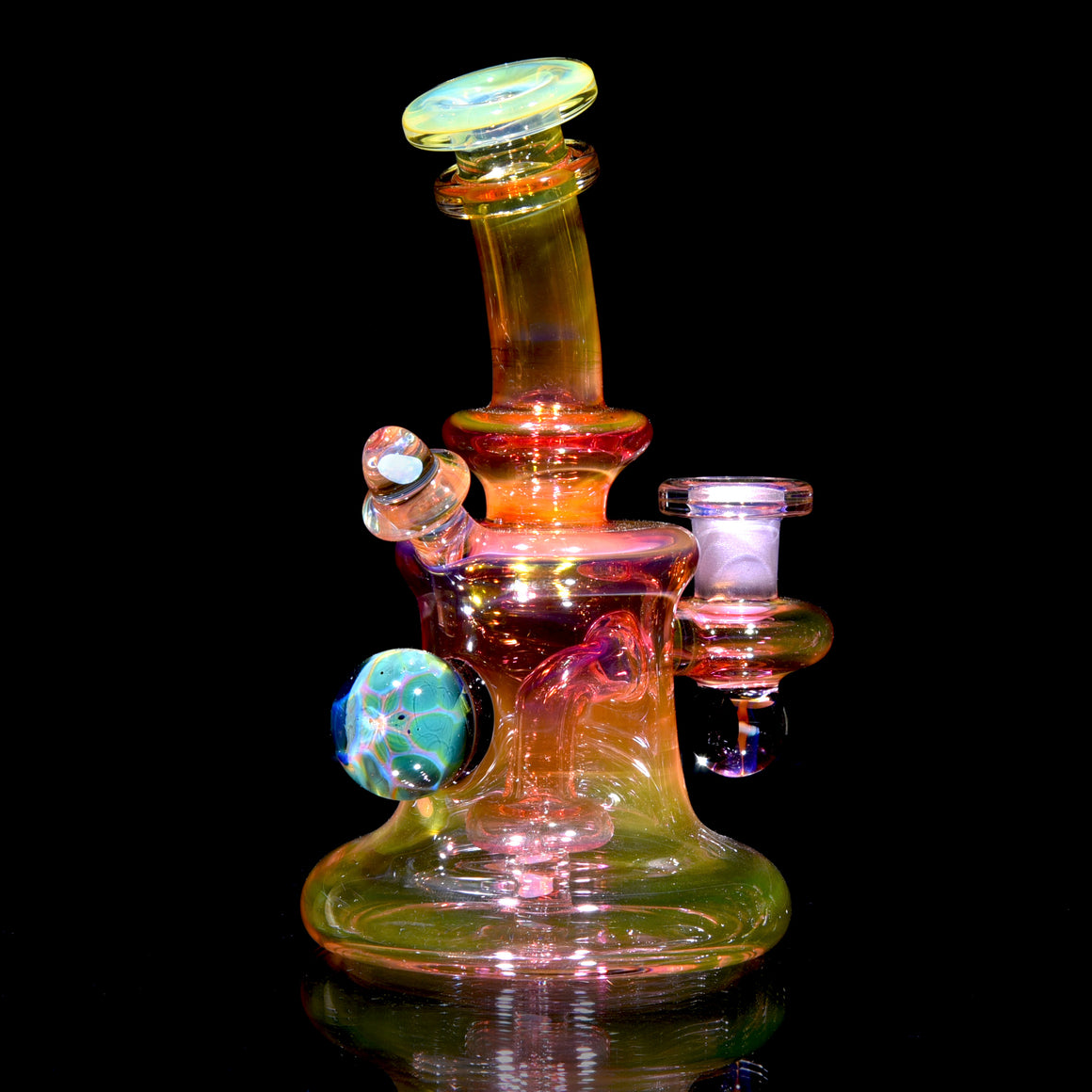 Fully-worked Fumed Banger Hanger w/ Honeycomb Marble - 10mm Female