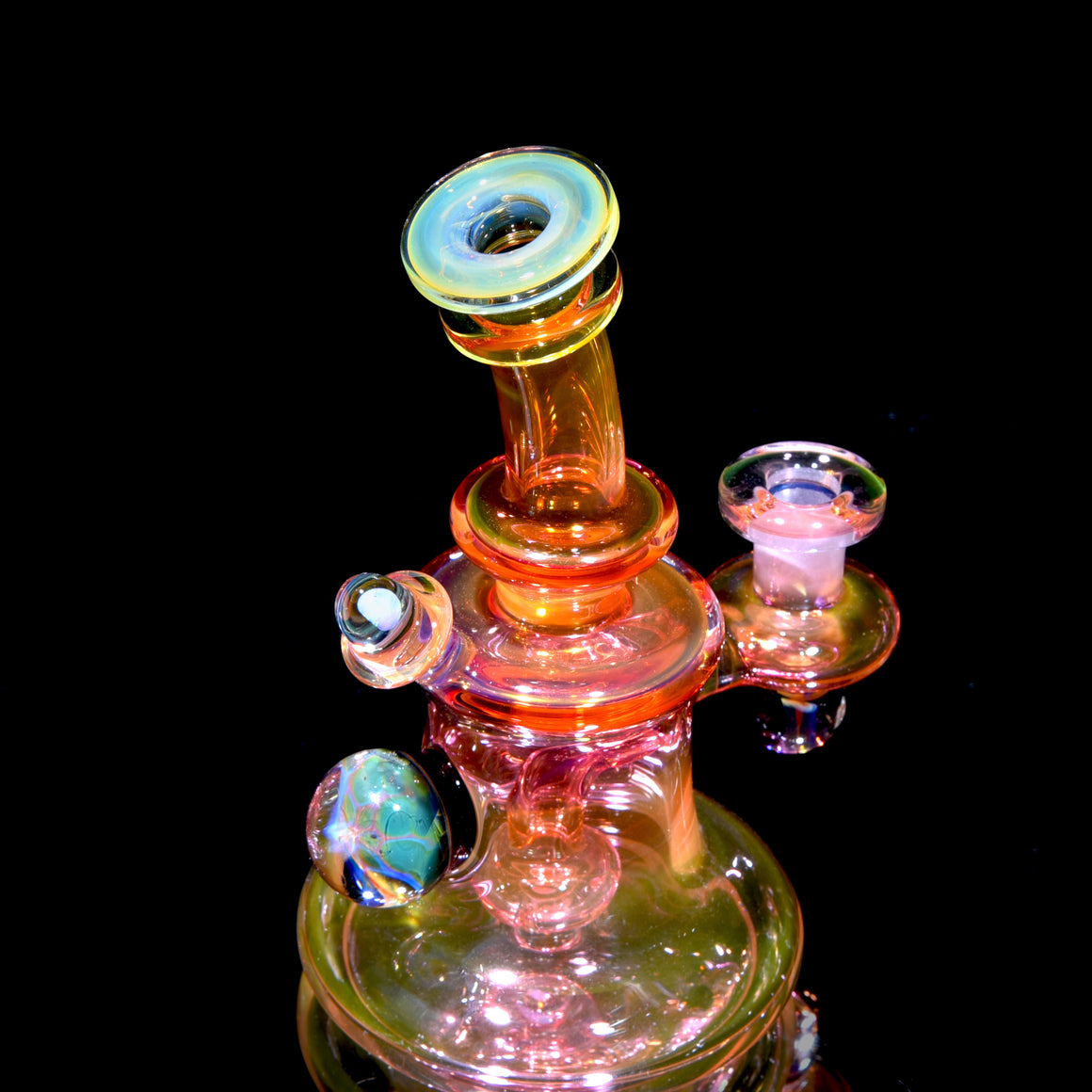 Fully-worked Fumed Banger Hanger w/ Honeycomb Marble - 10mm Female