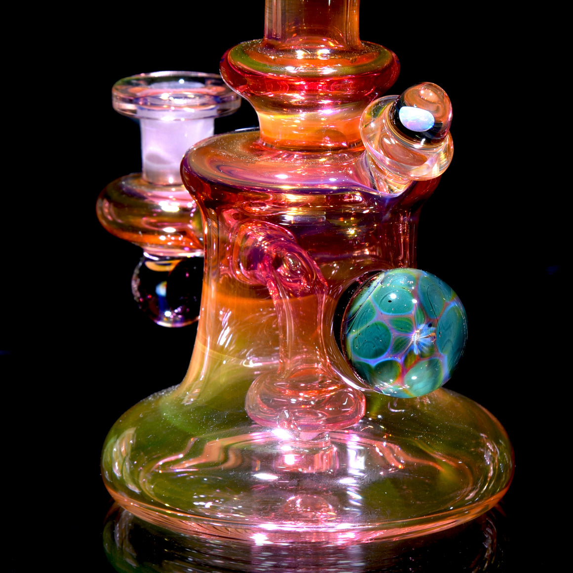 Fully-worked Fumed Banger Hanger w/ Honeycomb Marble - 10mm Female