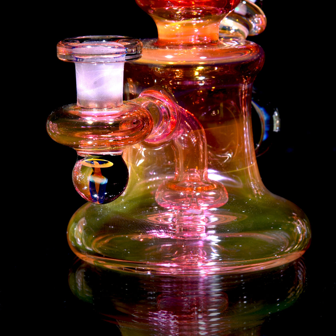 Fully-worked Fumed Banger Hanger w/ Honeycomb Marble - 10mm Female
