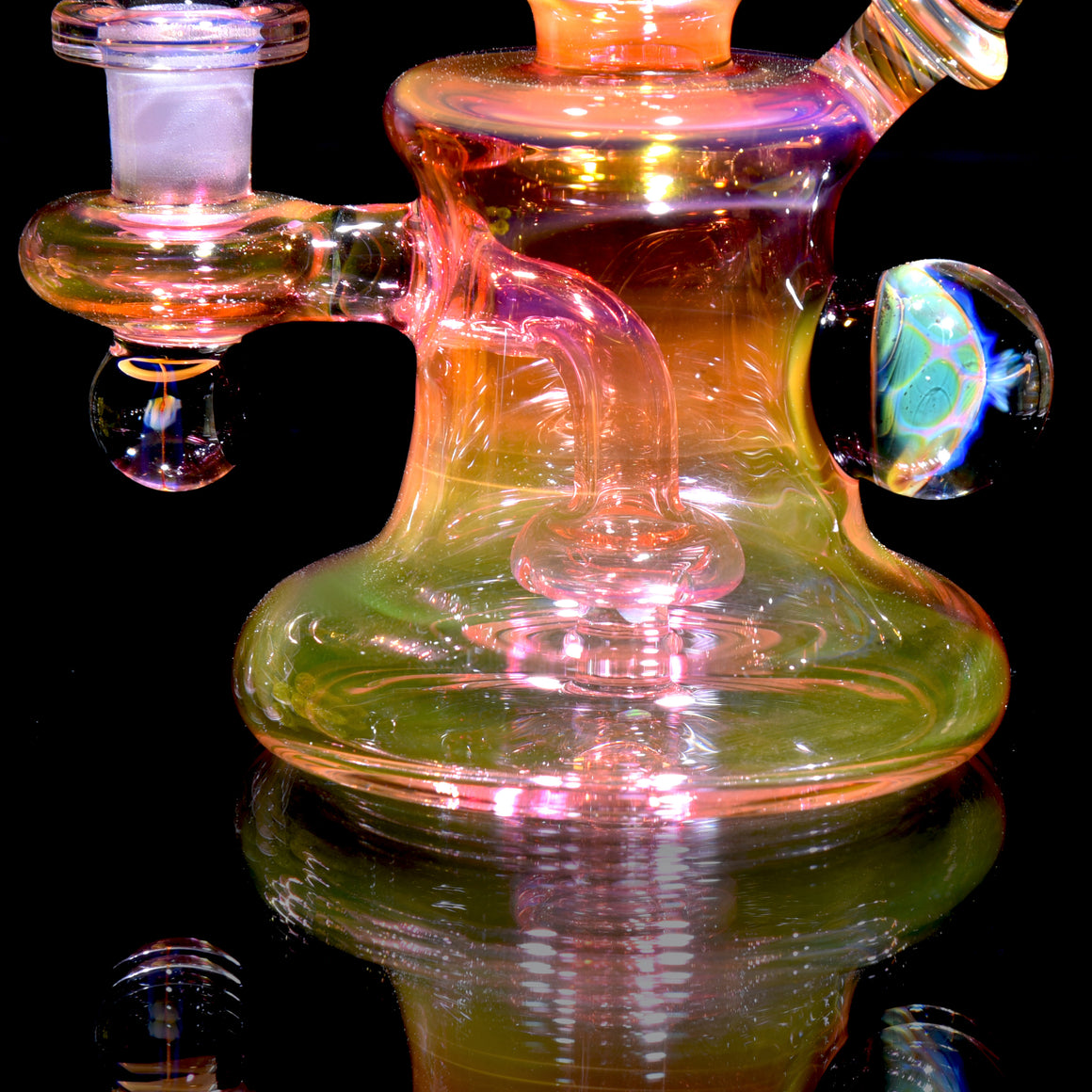 Fully-worked Fumed Banger Hanger w/ Honeycomb Marble - 10mm Female