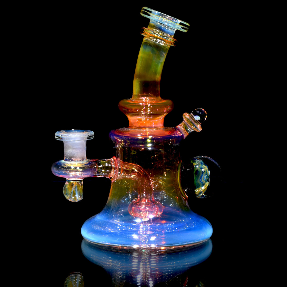 Fully-worked Fumed Banger Hanger w/ Fume Folds Marble - 10mm Female