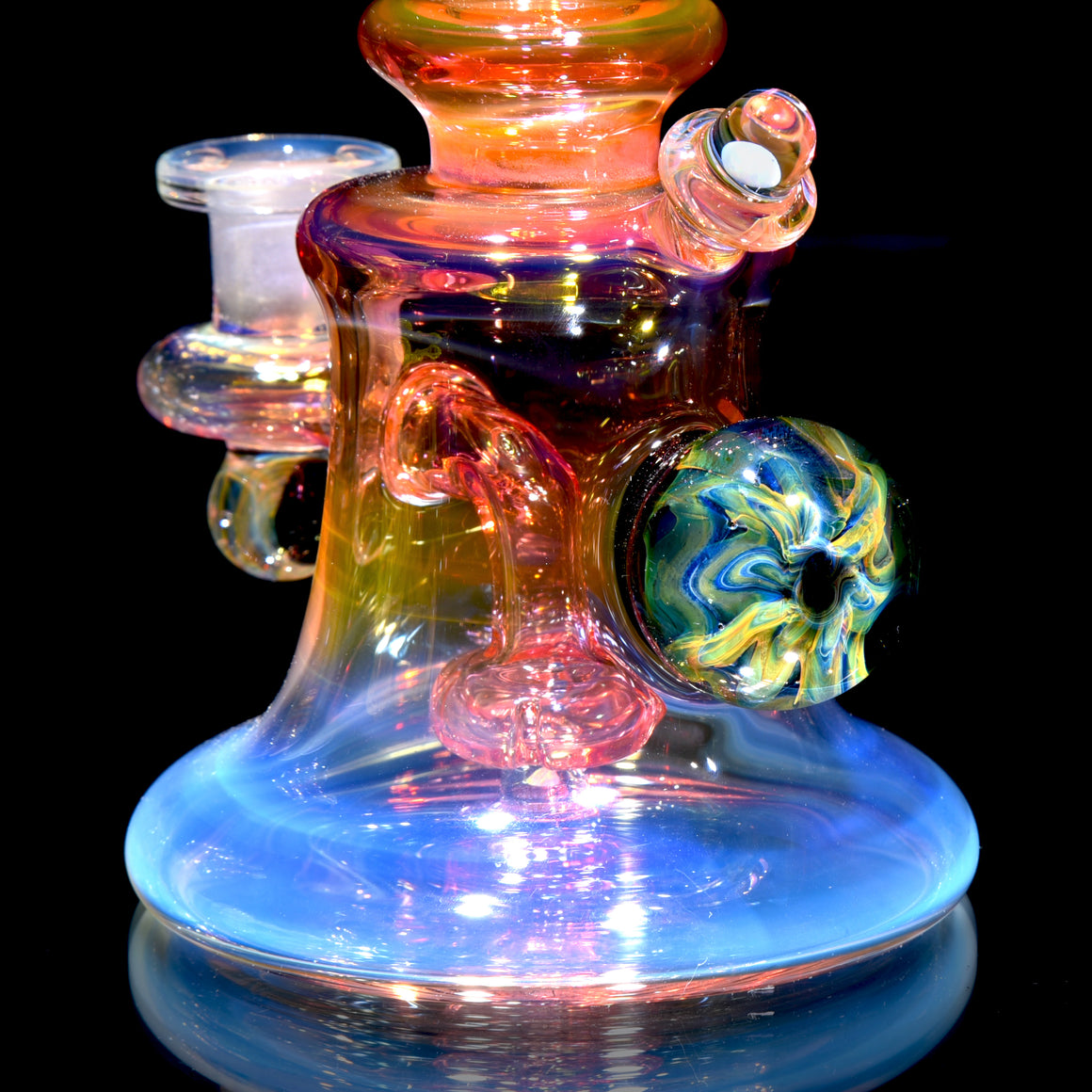 Fully-worked Fumed Banger Hanger w/ Fume Folds Marble - 10mm Female