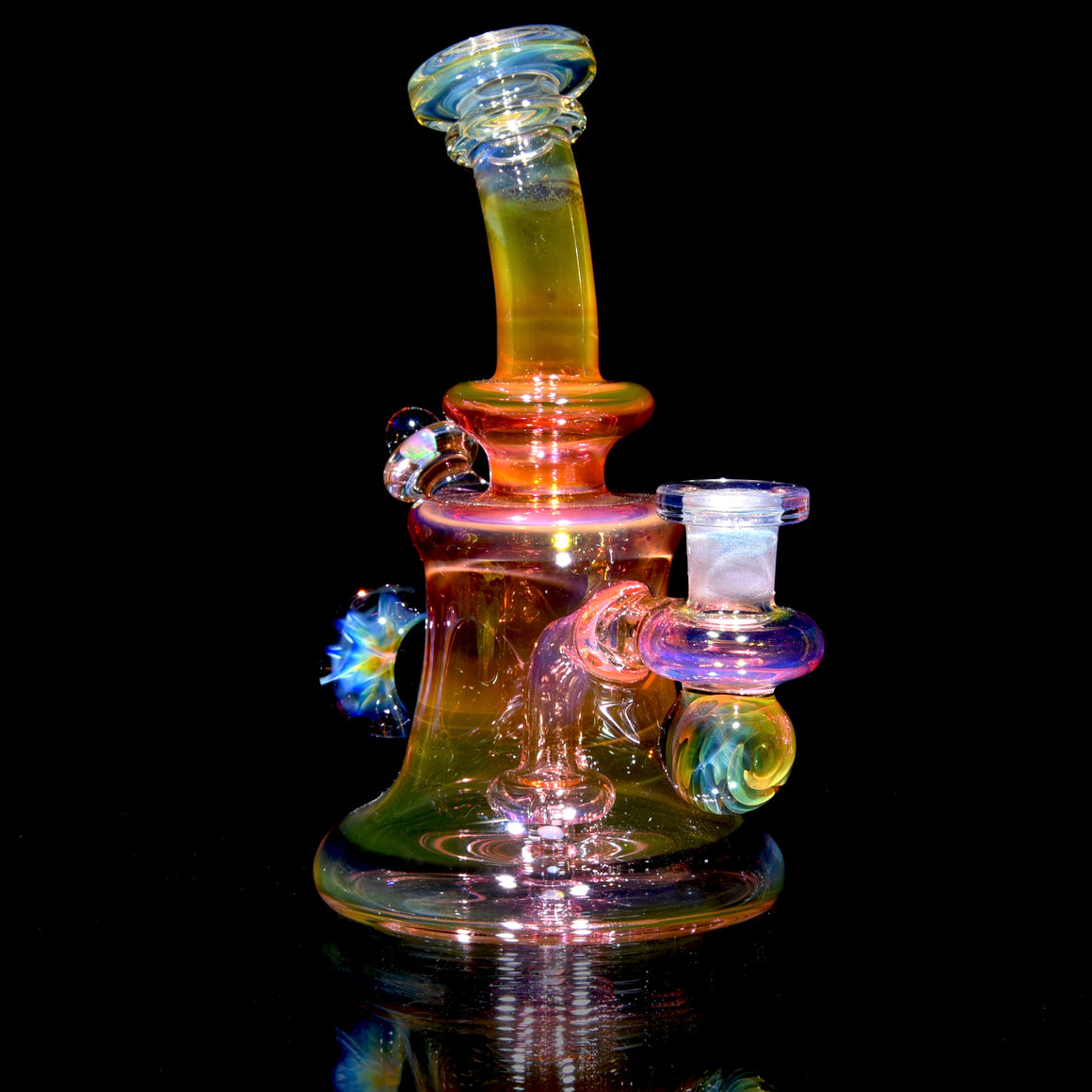 Fully-worked Fumed Banger Hanger w/ Honeycomb Marble - 10mm Female