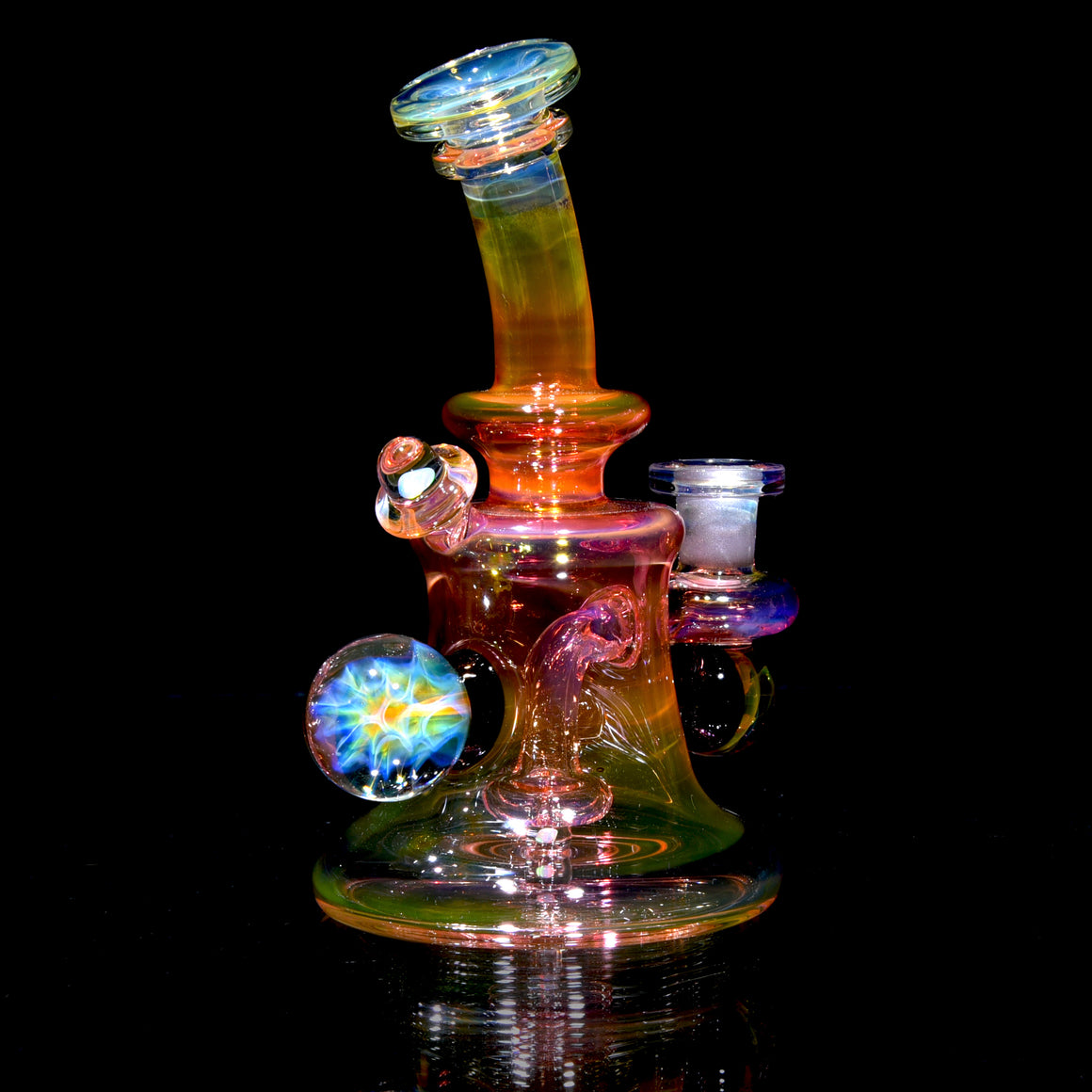 Fully-worked Fumed Banger Hanger w/ Honeycomb Marble - 10mm Female