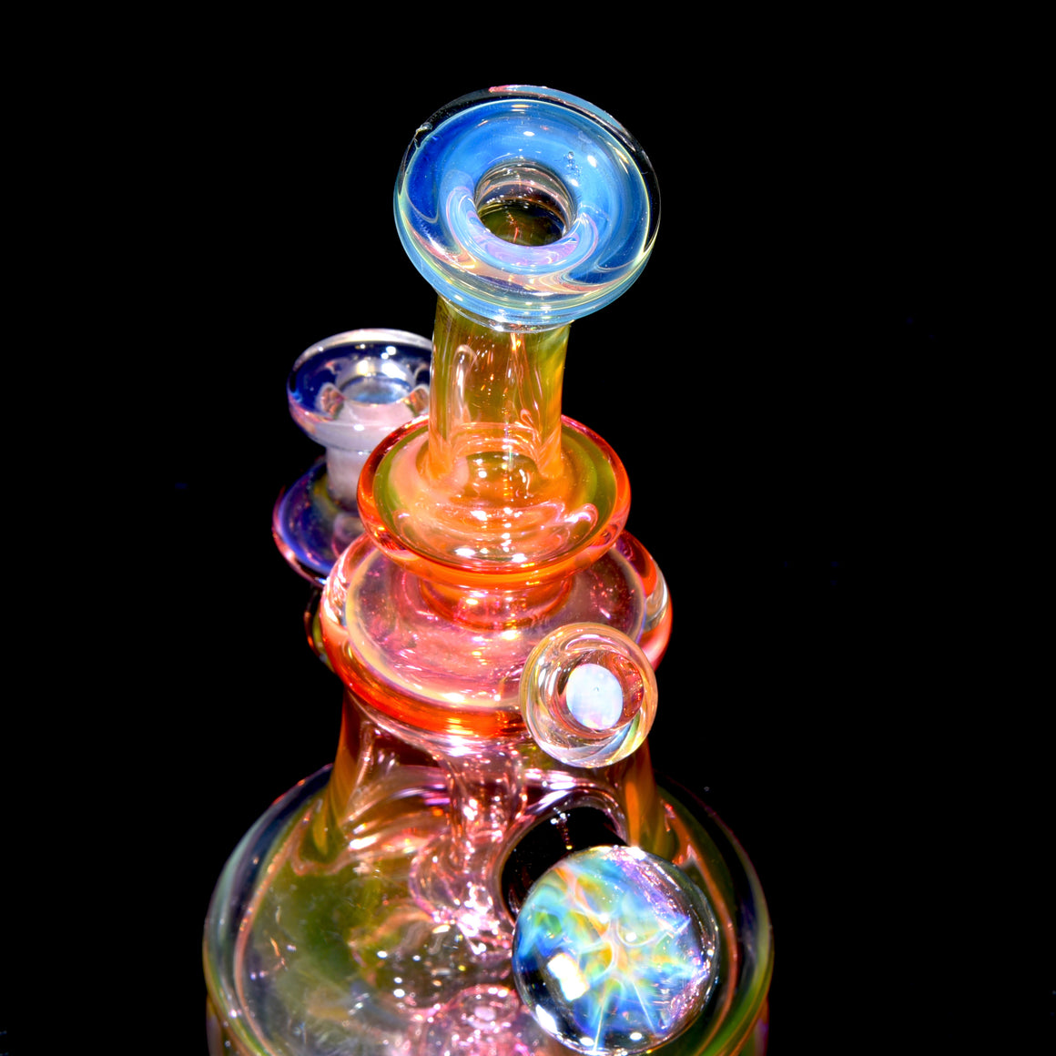 Fully-worked Fumed Banger Hanger w/ Honeycomb Marble - 10mm Female