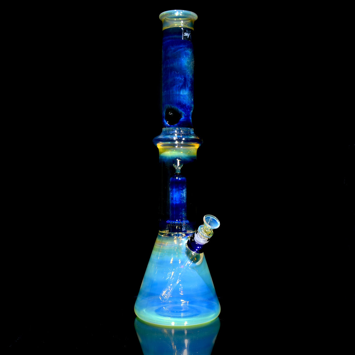 Saturn - Fully-fumed Double-Chamber Beaker Bong w/ Removable slitted downstem - 14mm Female