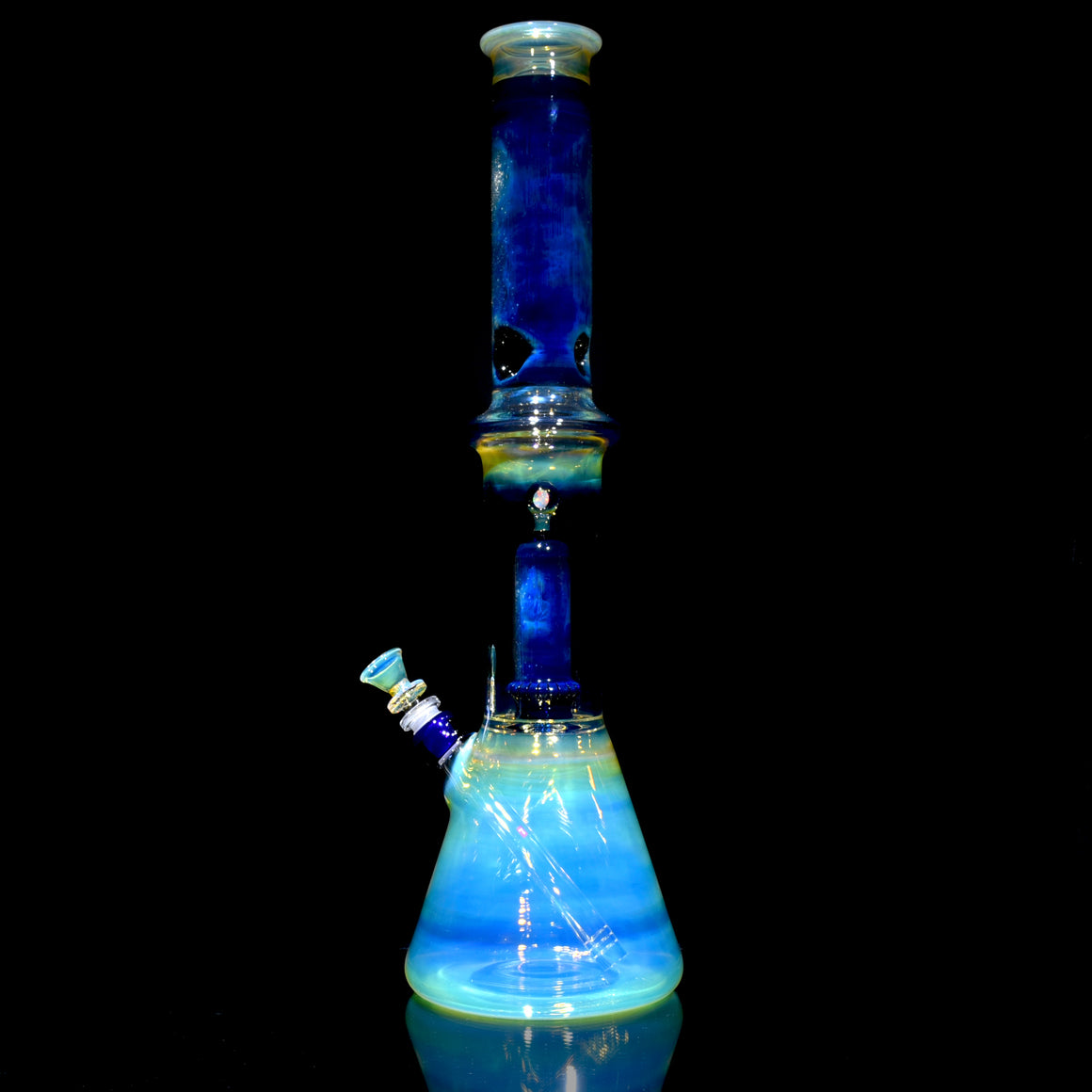 Saturn - Fully-fumed Double-Chamber Beaker Bong w/ Removable slitted downstem - 14mm Female