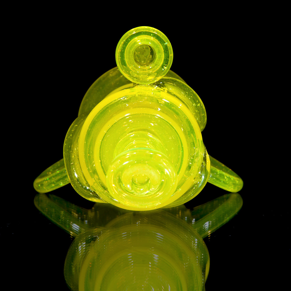 Full-size Triple Double Floating Recycler w/ Spinner Cap - Crushed Opal Lemon Drop - 10mm Female