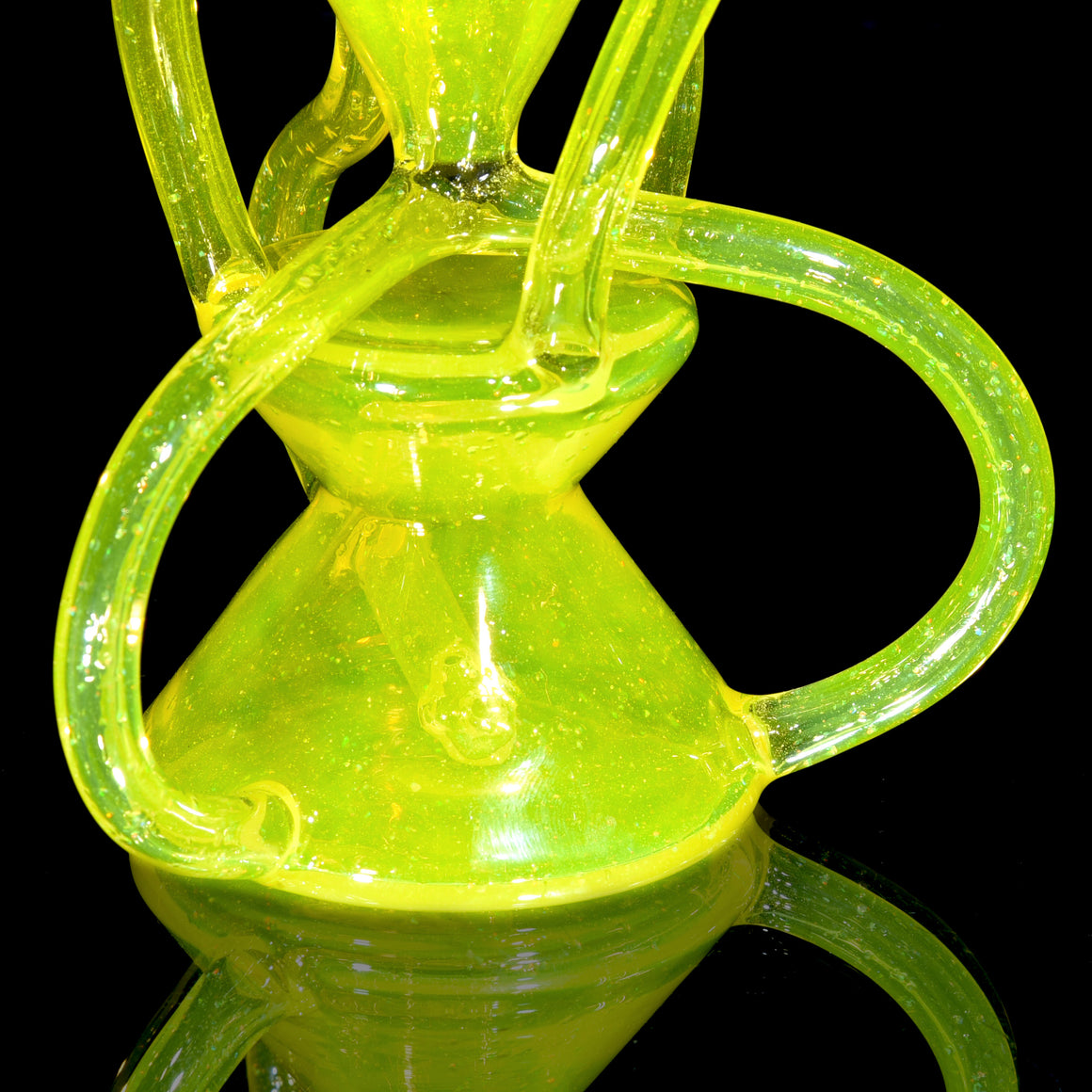 Full-size Triple Double Floating Recycler w/ Spinner Cap - Crushed Opal Lemon Drop - 10mm Female