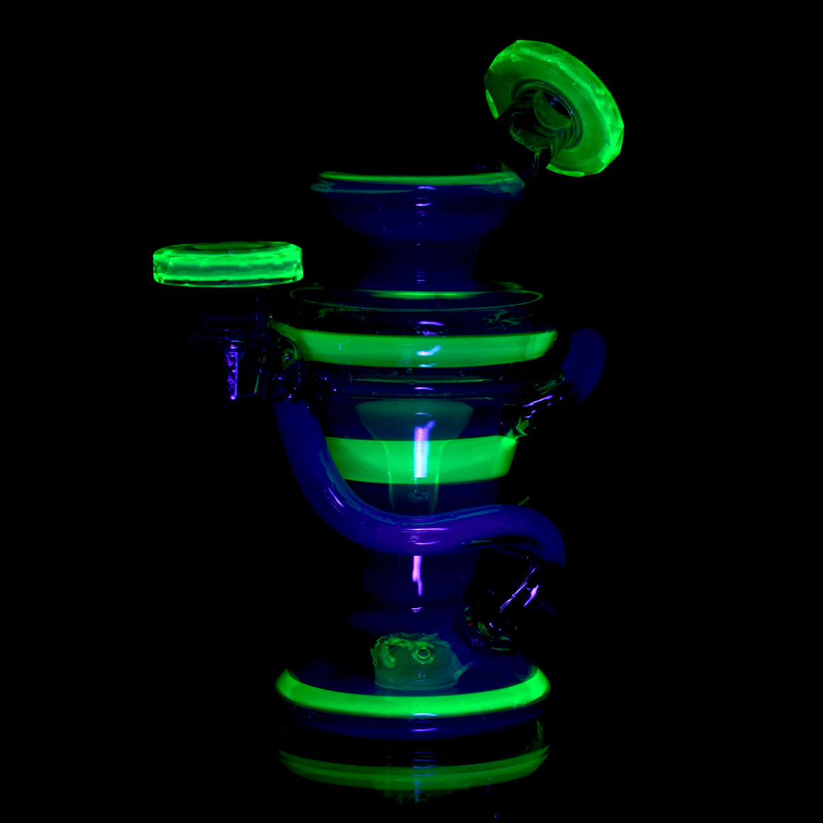 UV Reactive Faceted Double-uptake Refined Klein Recycler - Crushed Opal Karmaline/Ion - 10mm Female