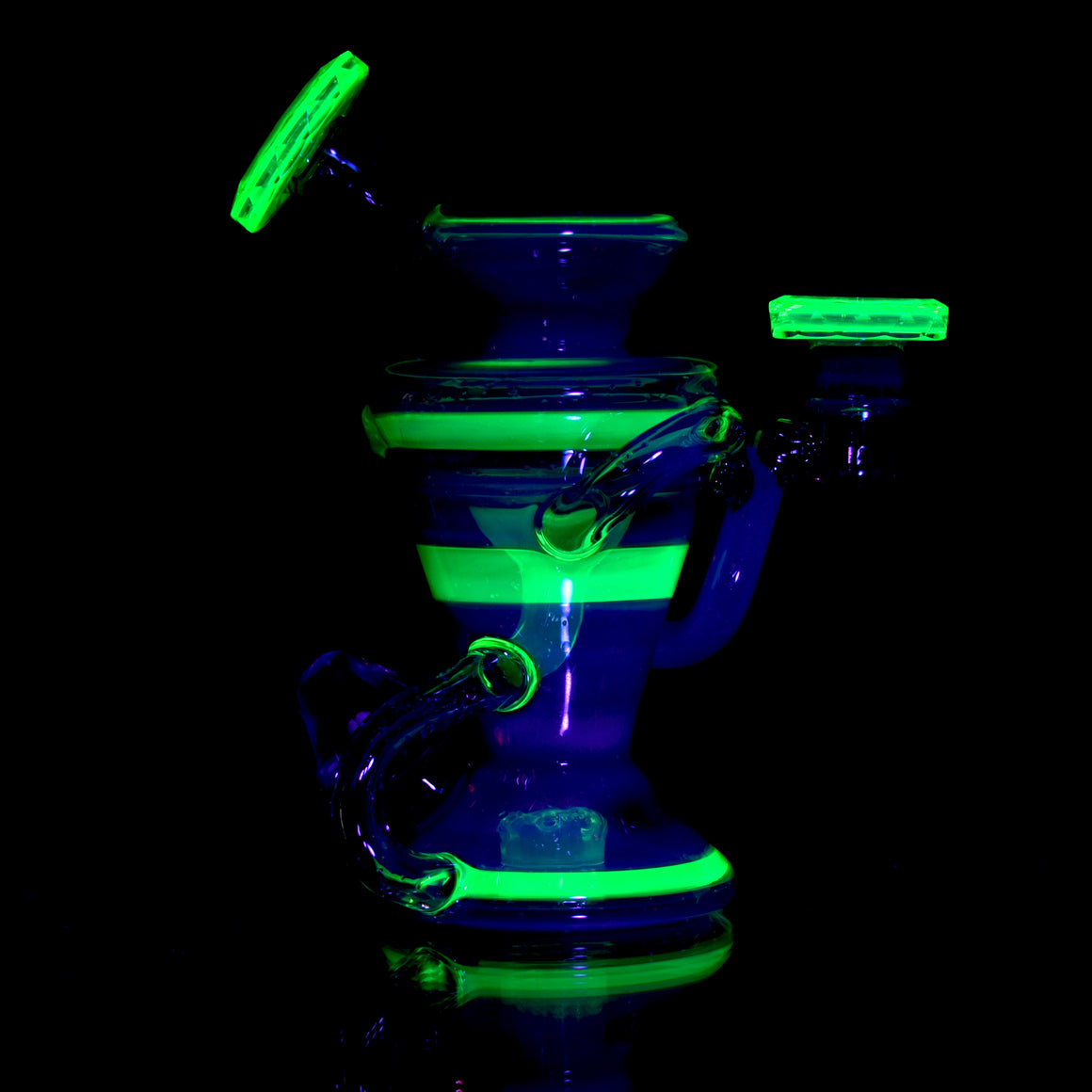 UV Reactive Faceted Double-uptake Refined Klein Recycler - Crushed Opal Karmaline/Ion - 10mm Female