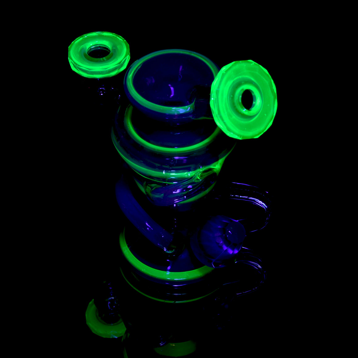 UV Reactive Faceted Double-uptake Refined Klein Recycler - Crushed Opal Karmaline/Ion - 10mm Female