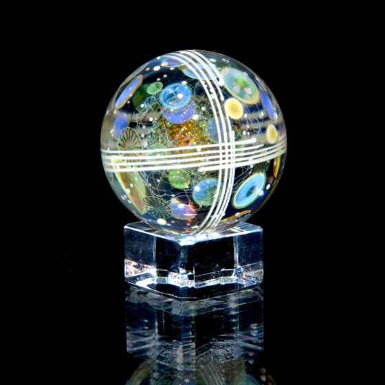 1.645” Marble - Triple Layer Millie Swirls/Fume Metallic Core/UV Stringer Tech