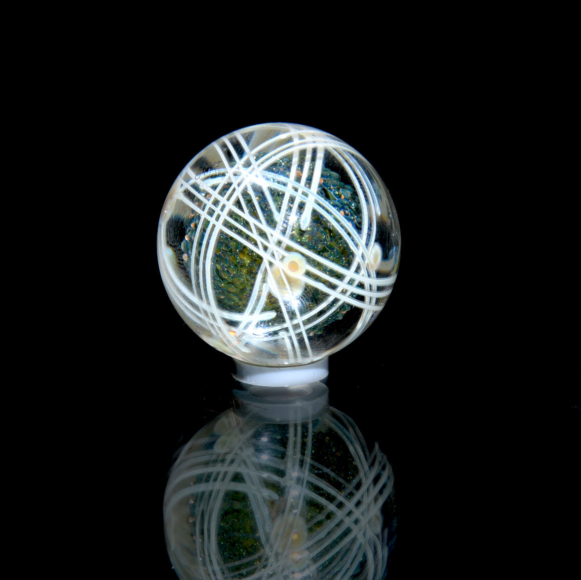 .991” Marble - "Lines on Lines" Double Layer Fume Stripe & Millie Swirls w/ Fume Metallic Core