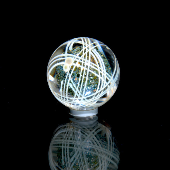 .991” Marble - "Lines on Lines" Double Layer Fume Stripe & Millie Swirls w/ Fume Metallic Core