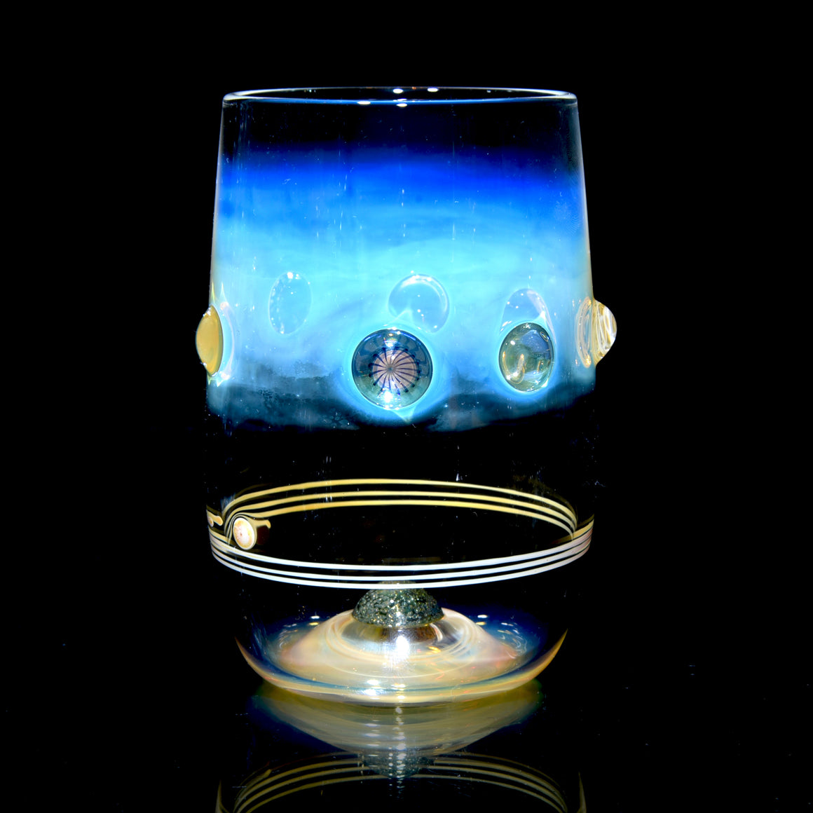 Fume Stripe & Millie Swirls w/ Metallic Core Marble Base Stemless Wineglass - 11.5oz capacity