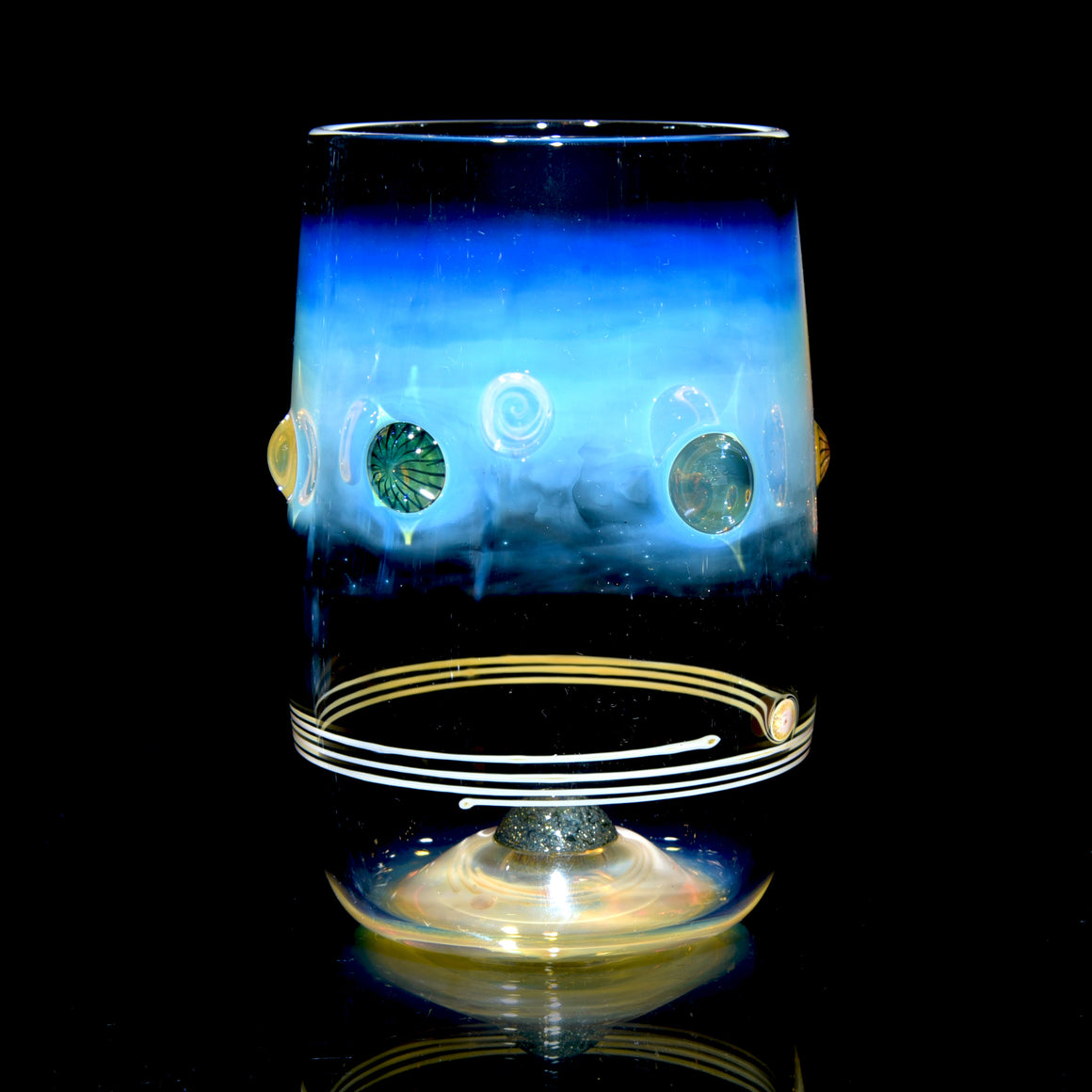 Fume Stripe & Millie Swirls w/ Metallic Core Marble Base Stemless Wineglass - 11.5oz capacity