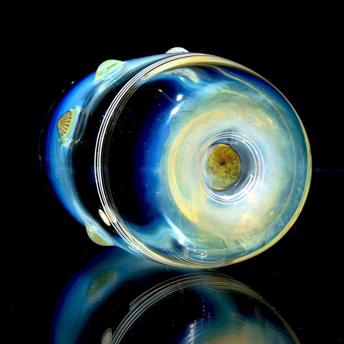 Fume Stripe & Millie Swirls w/ Metallic Core Marble Base Stemless Wineglass - 11.5oz capacity