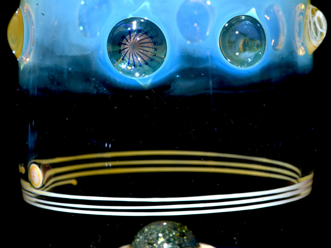 Fume Stripe & Millie Swirls w/ Metallic Core Marble Base Stemless Wineglass - 11.5oz capacity