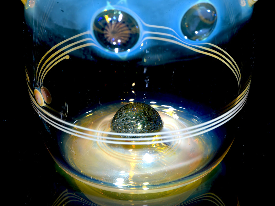 Fume Stripe & Millie Swirls w/ Metallic Core Marble Base Stemless Wineglass - 11.5oz capacity