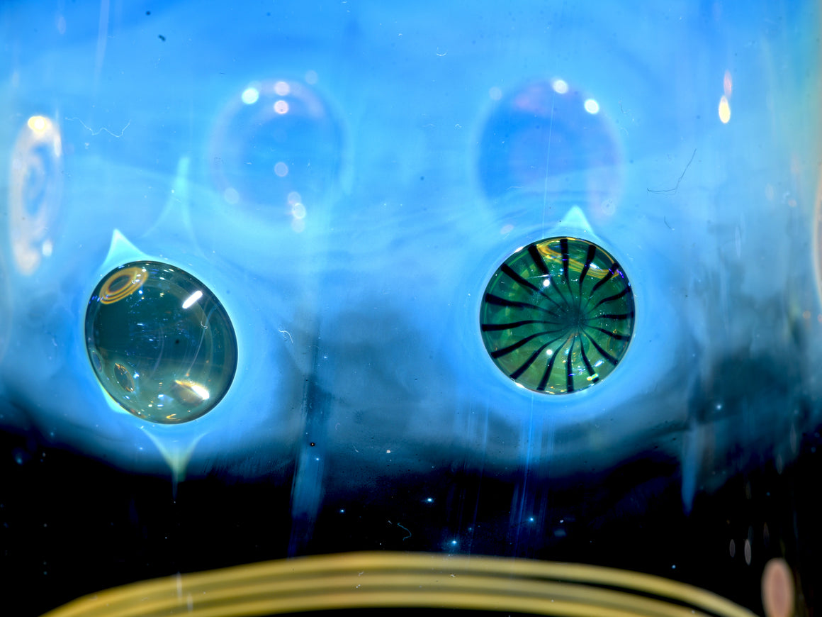 Fume Stripe & Millie Swirls w/ Metallic Core Marble Base Stemless Wineglass - 11.5oz capacity