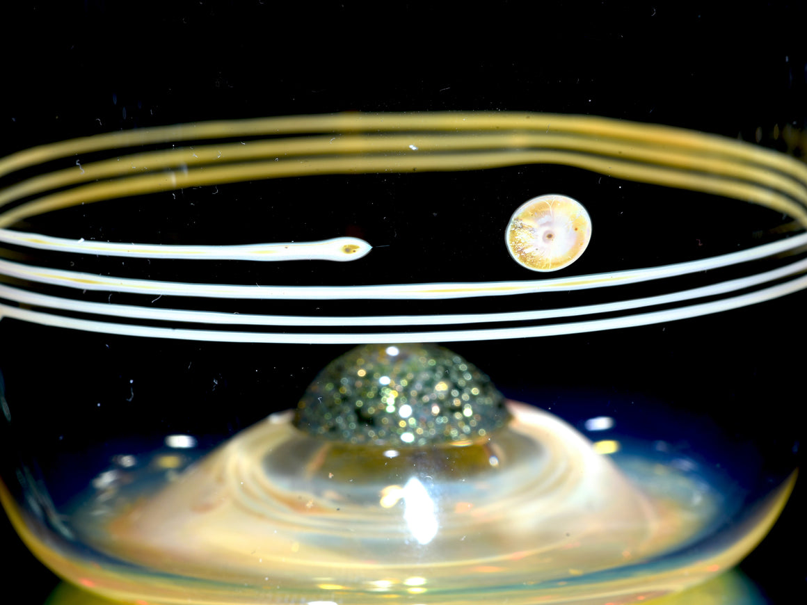 Fume Stripe & Millie Swirls w/ Metallic Core Marble Base Stemless Wineglass - 11.5oz capacity