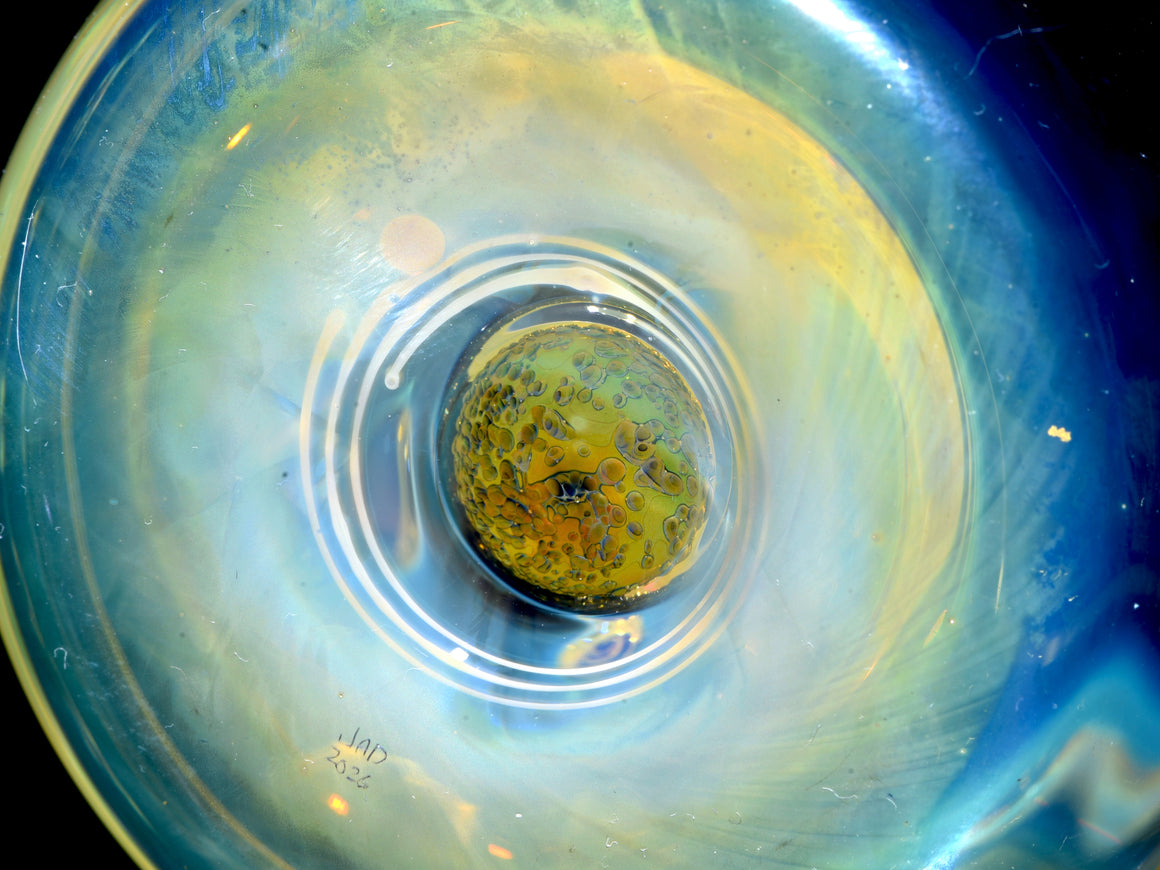 Fume Stripe & Millie Swirls w/ Metallic Core Marble Base Stemless Wineglass - 11.5oz capacity