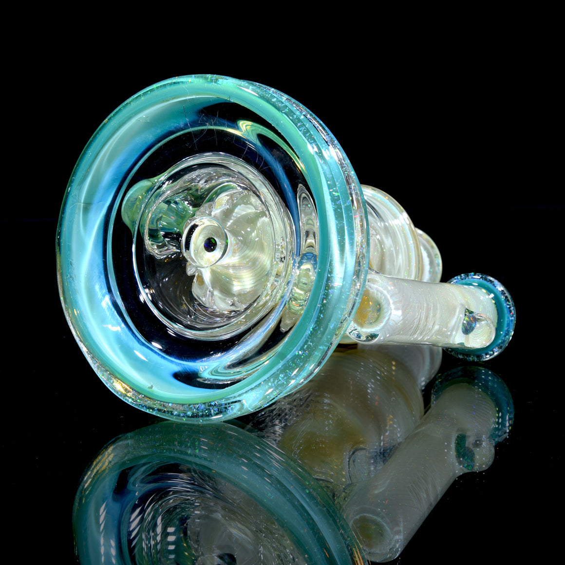 Carved Crushed Opal Mini Klein Recycler - Plantphibian/Green Energy - 10mm Female