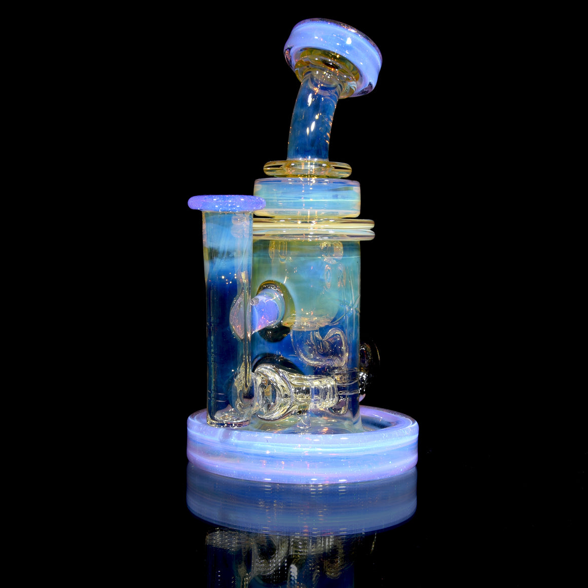 Fumed & Carved Klein Recycler - Crushed Opal over Pink Slyme - 14mm Female
