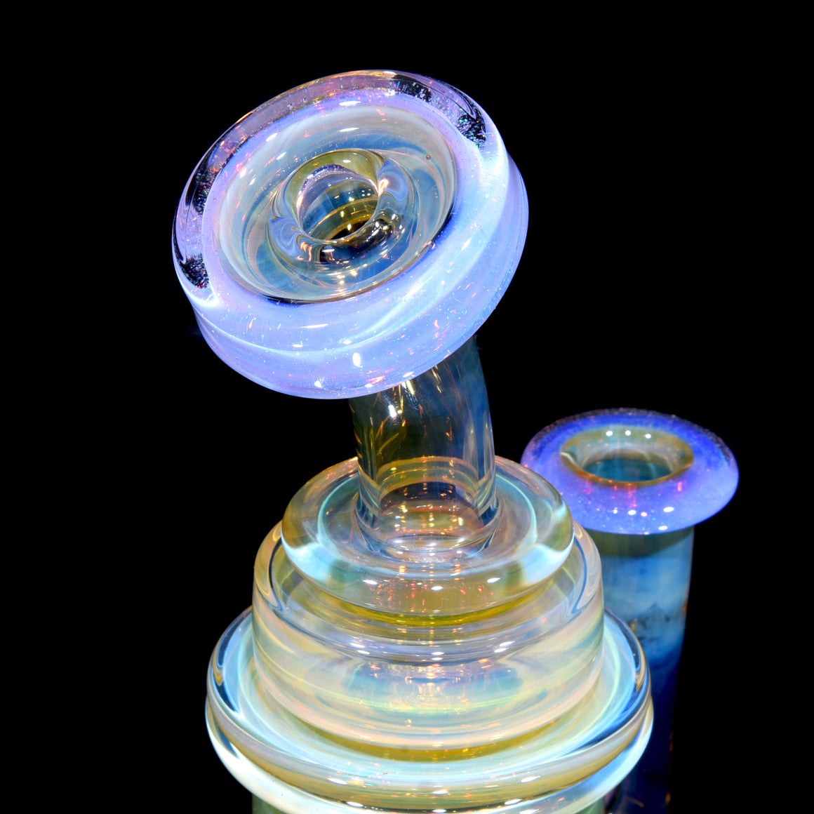 Fumed & Carved Klein Recycler - Crushed Opal over Pink Slyme - 14mm Female