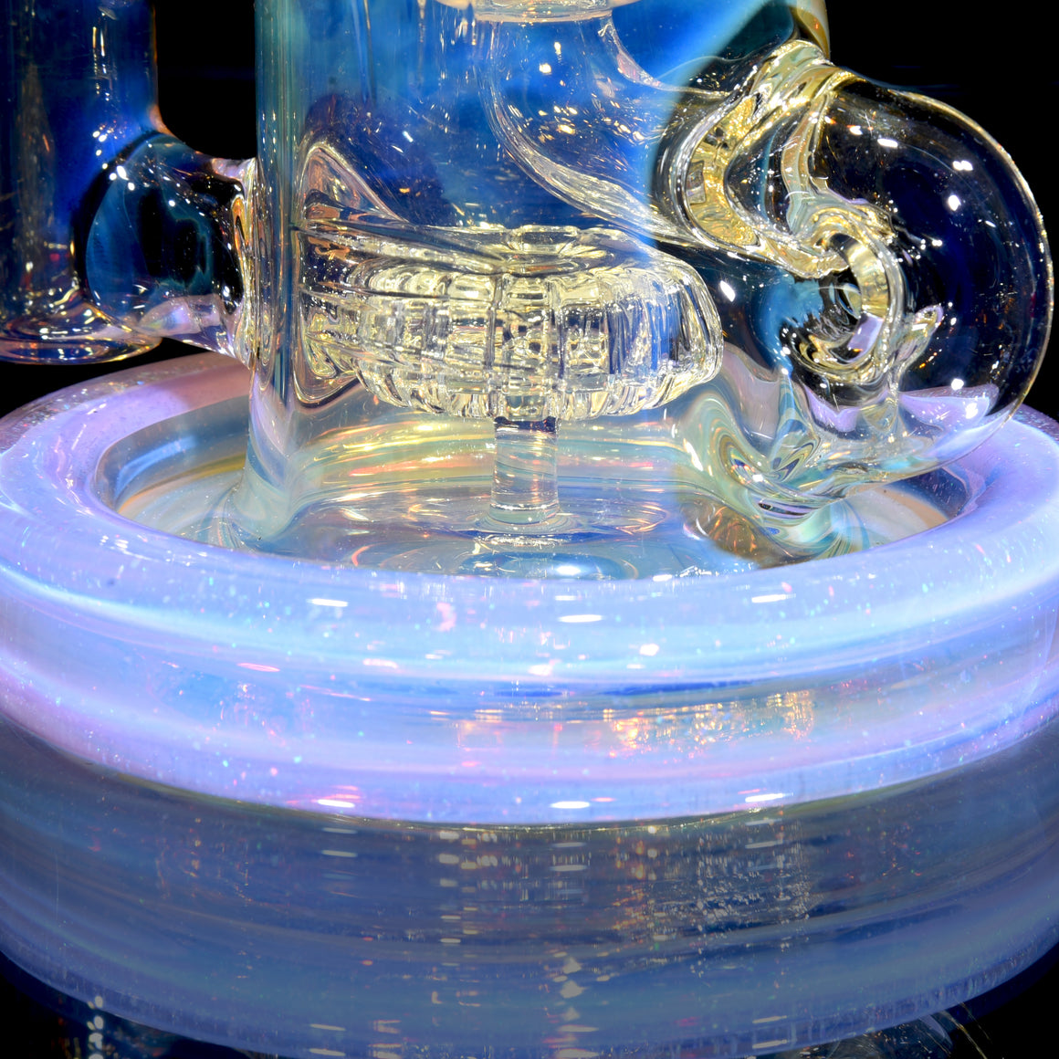 Fumed & Carved Klein Recycler - Crushed Opal over Pink Slyme - 14mm Female