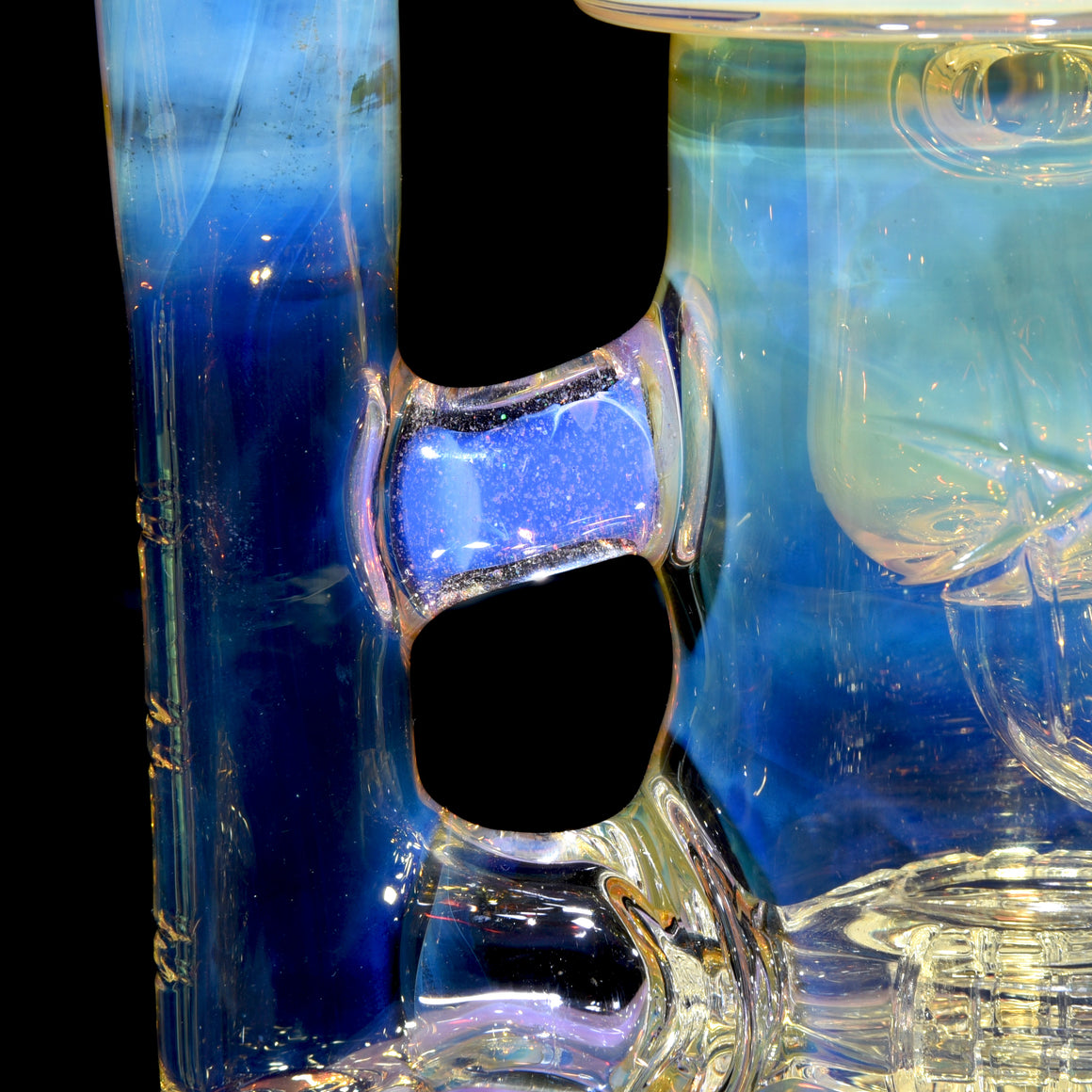 Fumed & Carved Klein Recycler - Crushed Opal over Pink Slyme - 14mm Female