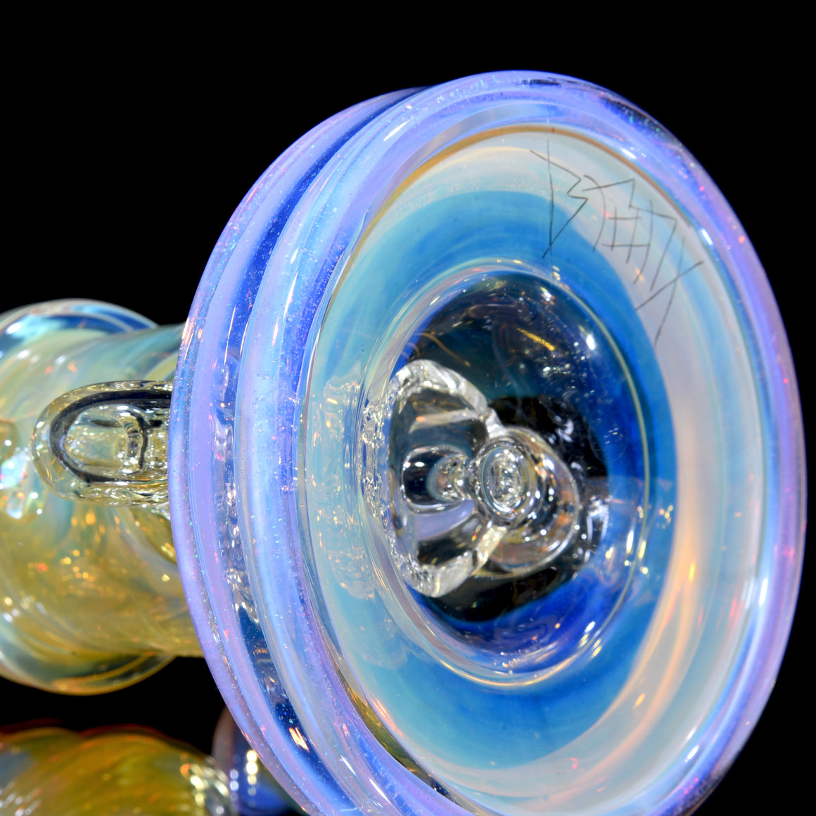 Fumed & Carved Klein Recycler - Crushed Opal over Pink Slyme - 14mm Female