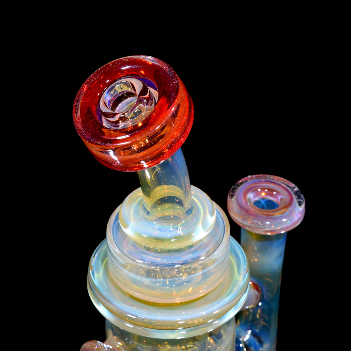 Fumed & Carved Klein Recycler - Crushed Opal Pink Slyme/Pom - 10mm Female