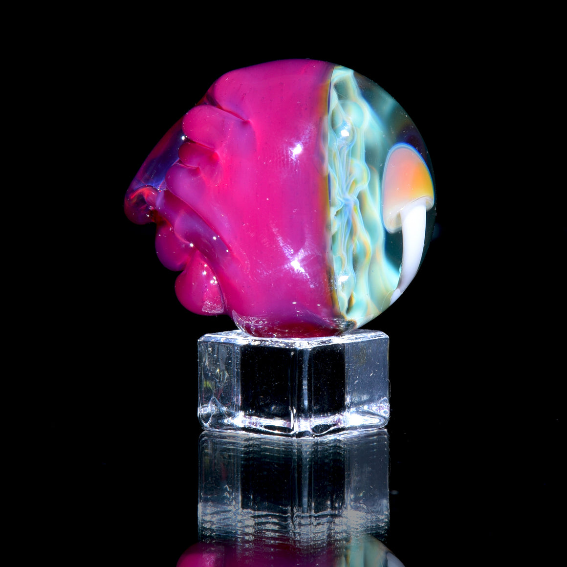 "Head Full of Mushrooms" Sculpted Marble - Karmaline - 38mm/1.5" Diameter