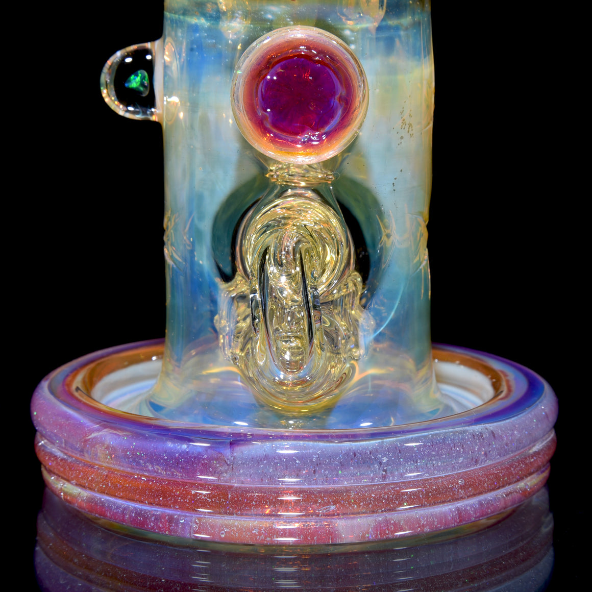 Fumed & Carved Klein Recycler - Crushed Opal Pink Slyme/Pom - 10mm Female