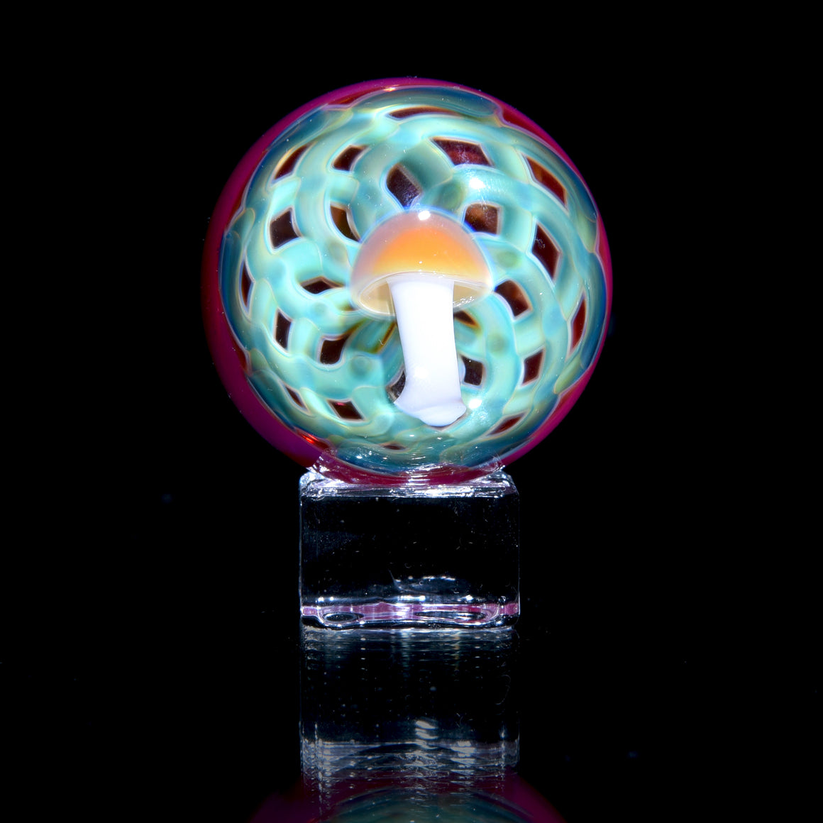 "Head Full of Mushrooms" Sculpted Marble - Karmaline - 38mm/1.5" Diameter