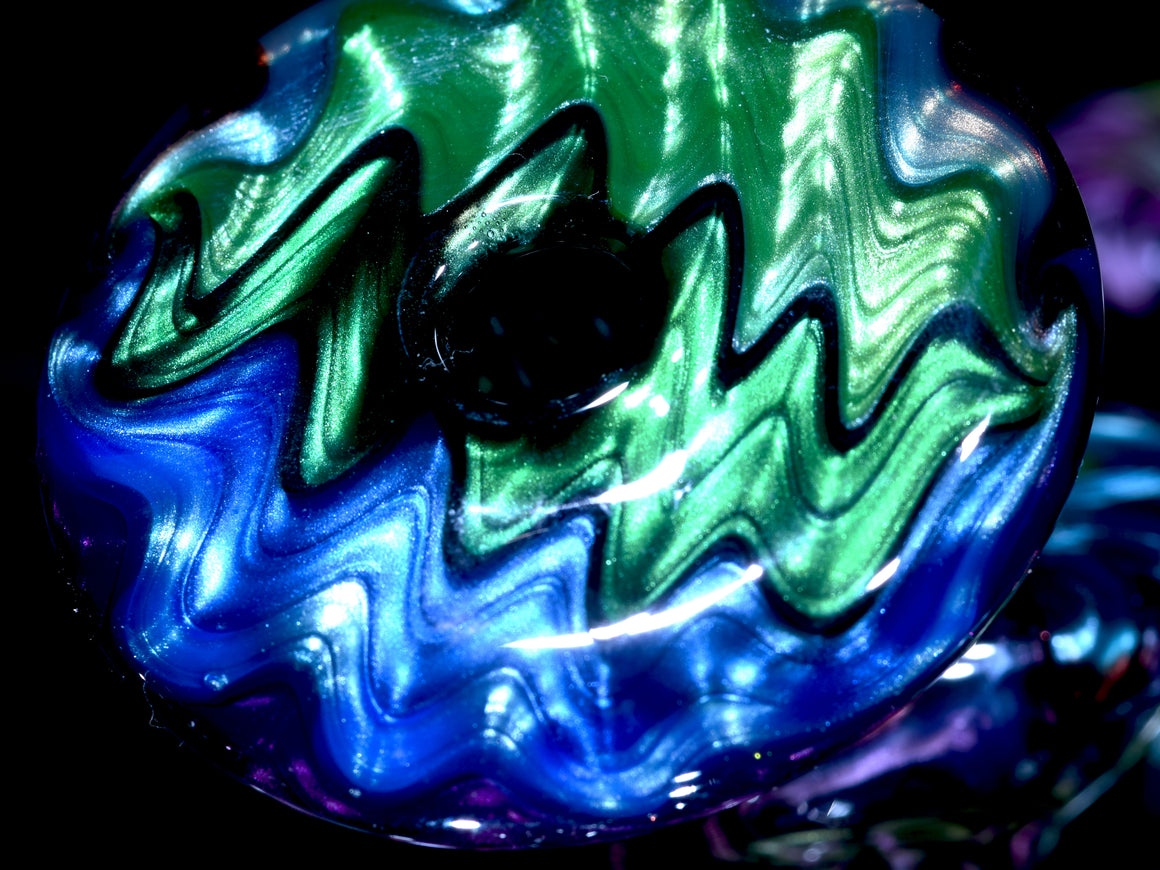 UV Reactive Full Rainbow Fume over Electrum Double-Uptake Klein Recycler - 10mm Female