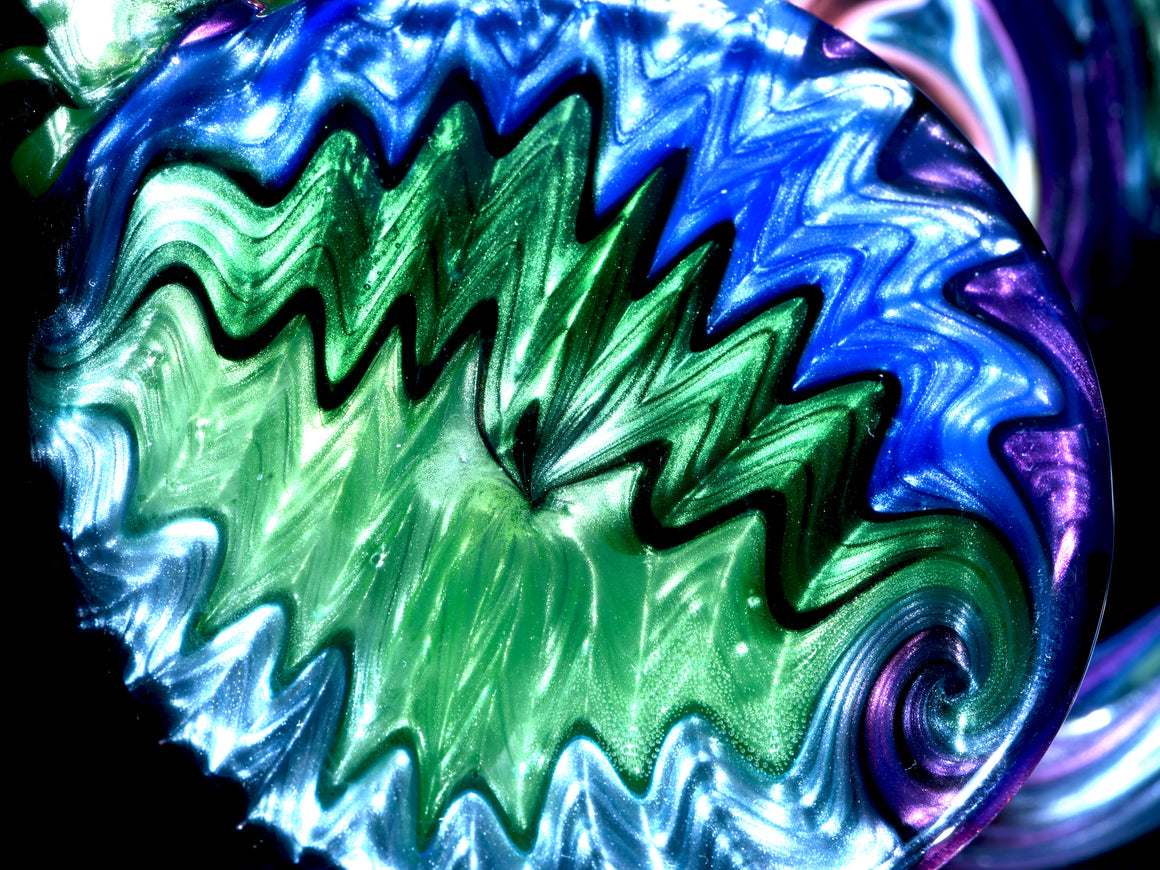 UV Reactive Full Rainbow Fume over Electrum Double-Uptake Klein Recycler - 10mm Female