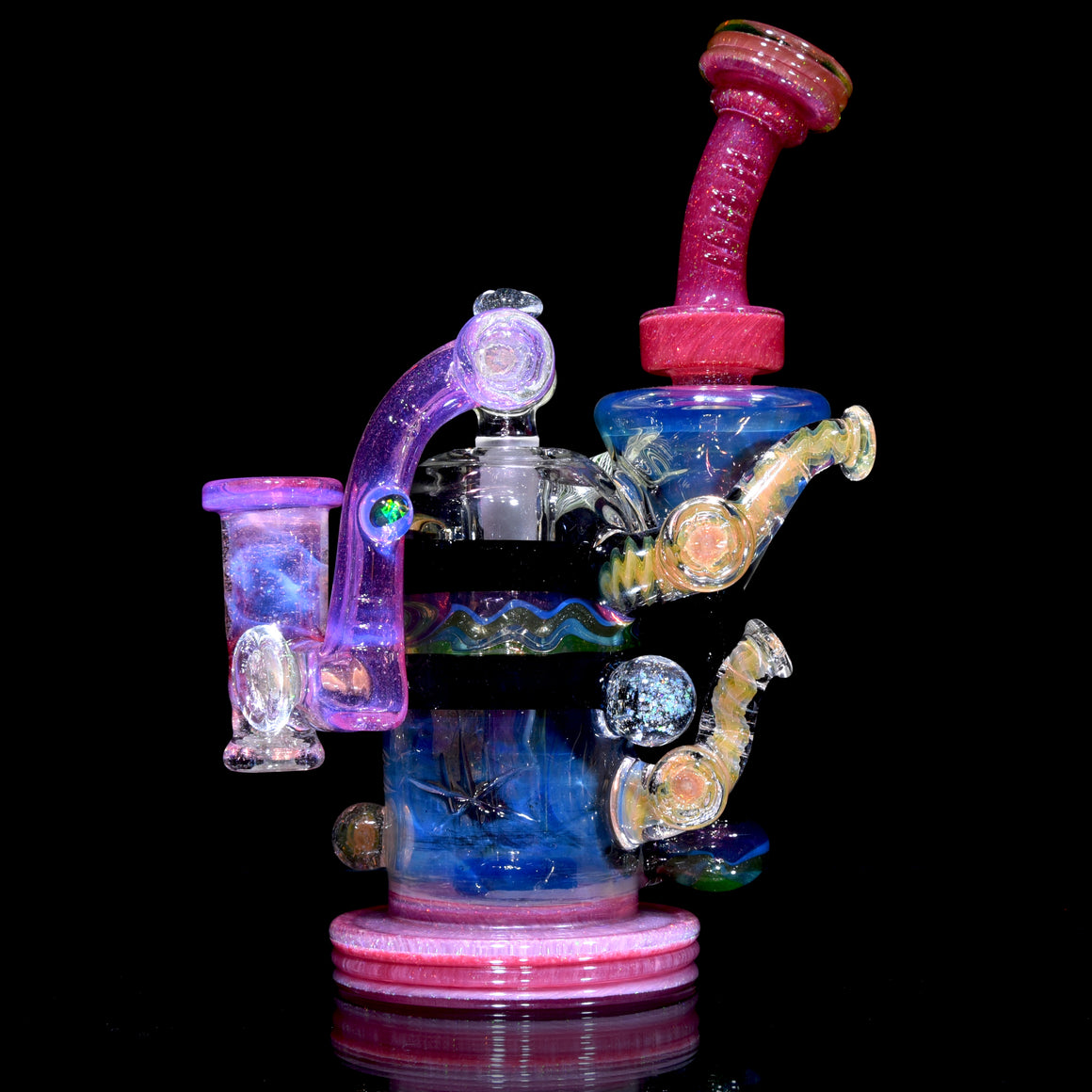 Full-size UV Reactive Crushed Opal X-RBR Recycler & Dropdown Set - 14mm Female