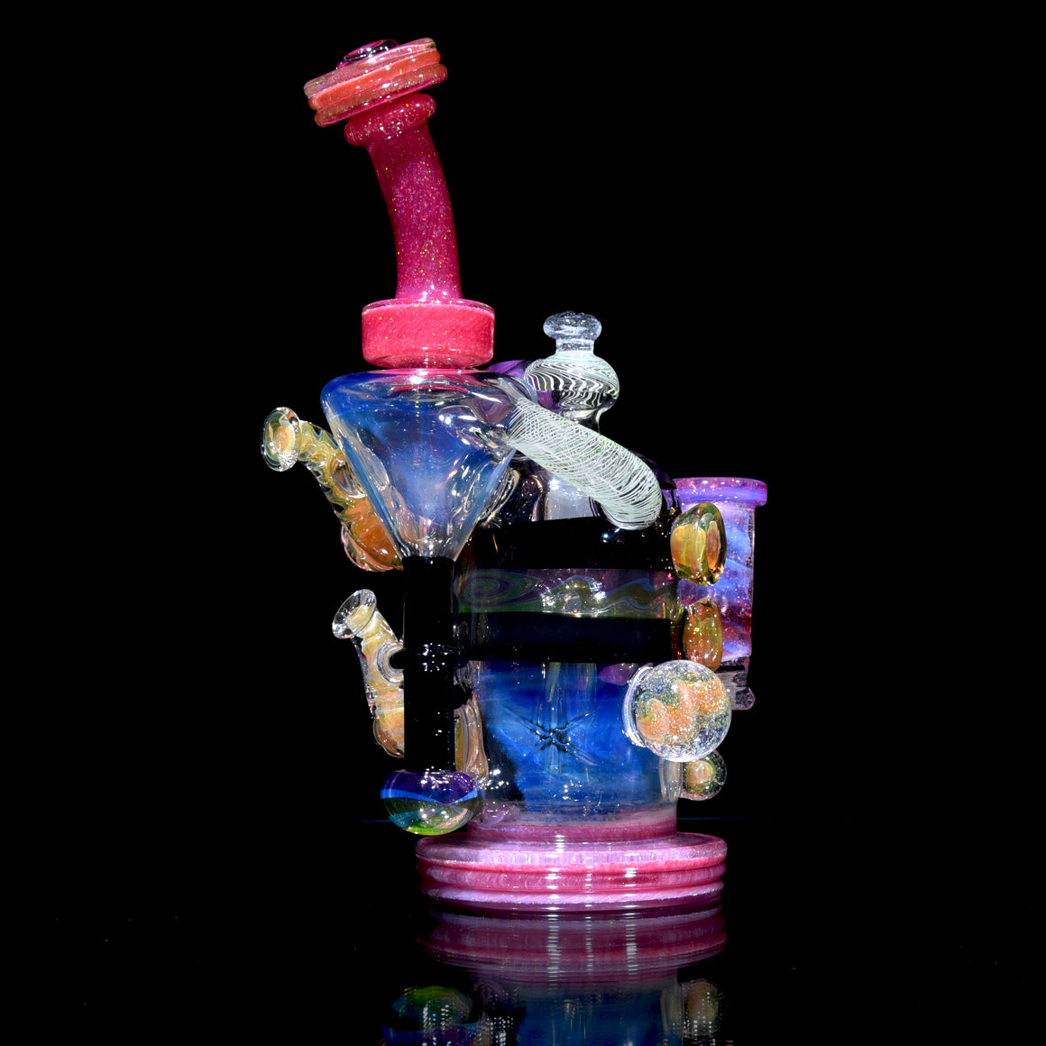 Full-size UV Reactive Crushed Opal X-RBR Recycler & Dropdown Set - 14mm Female